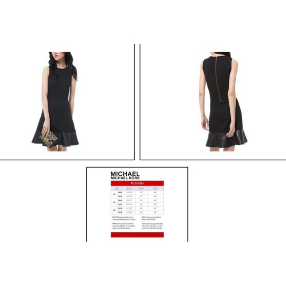 Michael Michael Kors Combo Leather Trim Tiered Dress Black XX-Small - Picture 2 of 2